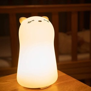 Q萌猫咪造型小夜灯，硅胶软软质感