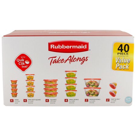 Rubbermaid TakeAlongs Food Storage Containers, 40 Piece Set, Ruby Red 保鲜盒