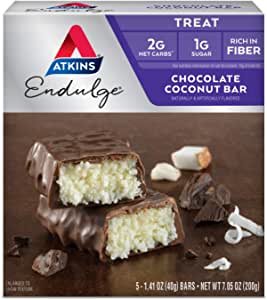 Atkins Endulge Treat Chocolate Coconut Bar. Rich Coconut & Decadent Chocolate. Keto-Friendly. (5 Bars)