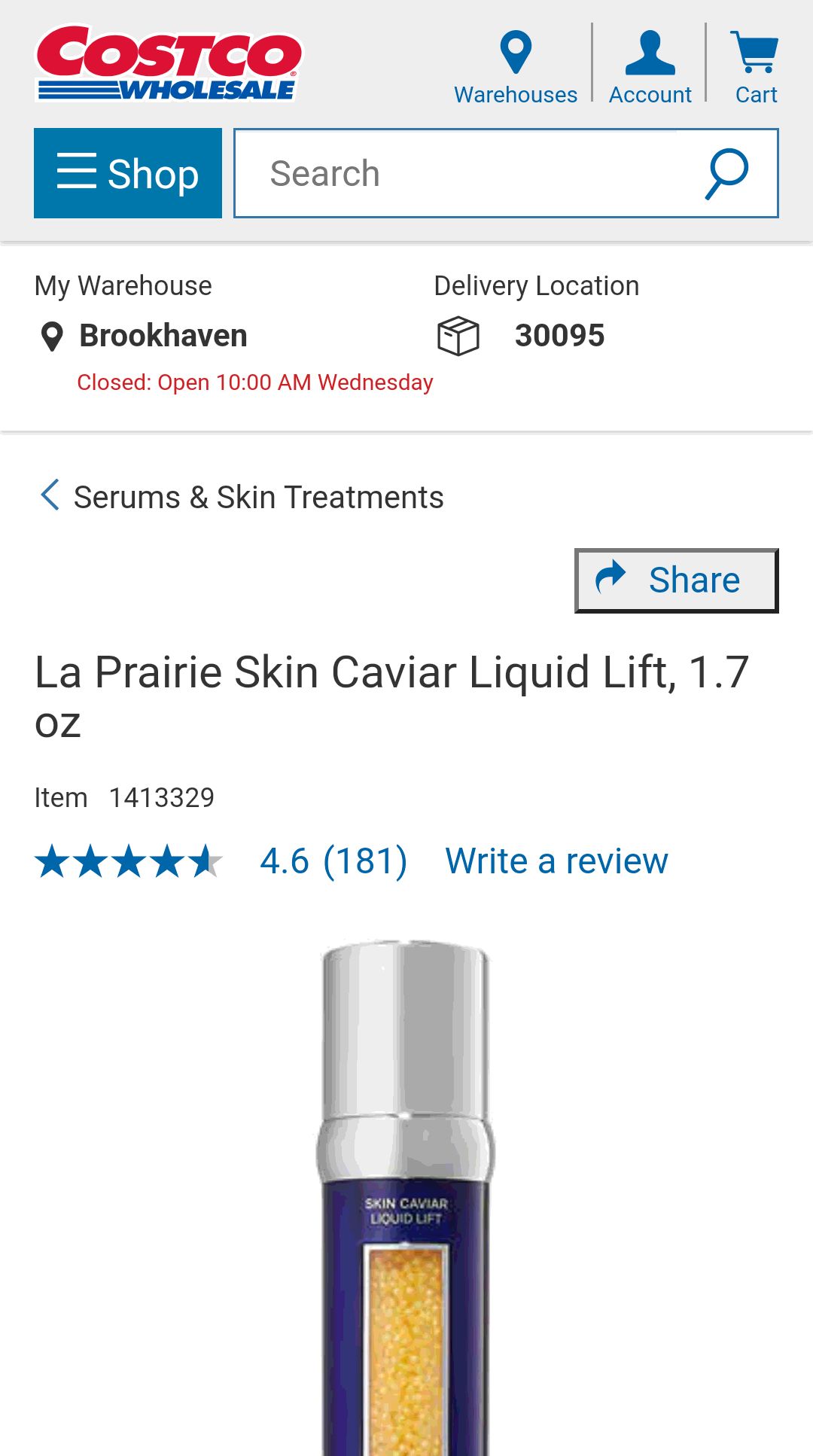 La Prairie Skin Caviar Liquid Lift, 1.7 oz | Costco