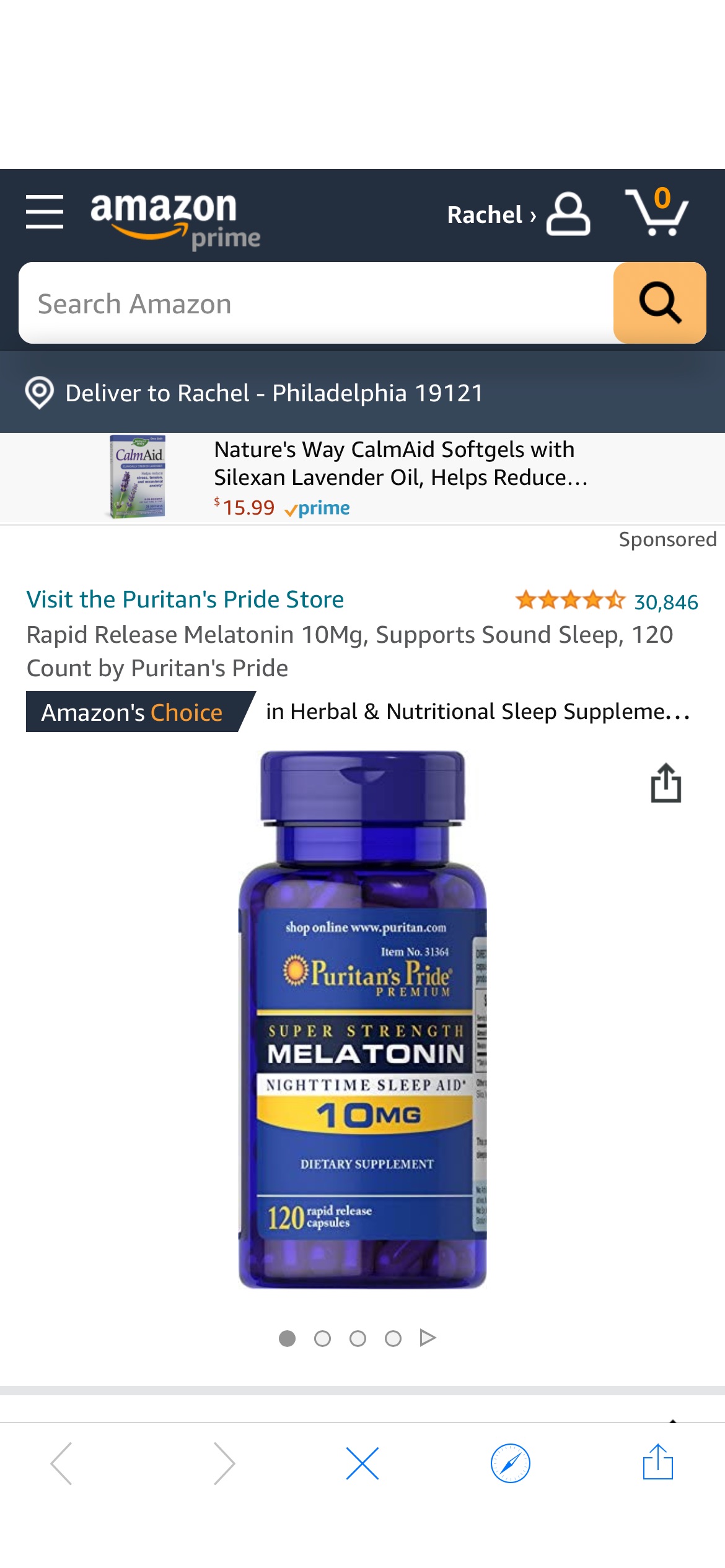 Amazon.com: Rapid Release Melatonin 10Mg, Supports Sound Sleep, 120 Count by Puritan's Pride : Health & Household
