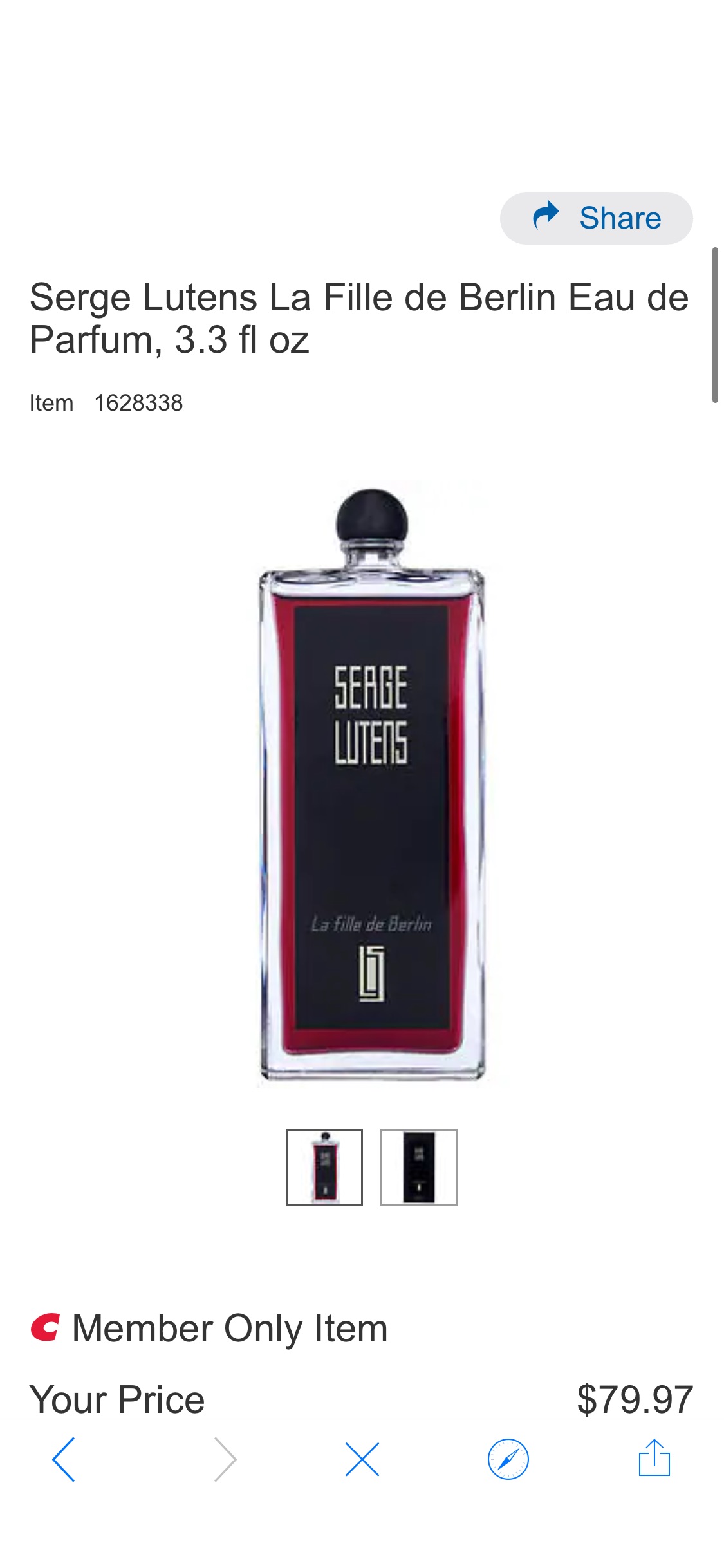 柏林少女100ml Serge Lutens La Fille de Berlin Eau de Parfum, 3.3 fl oz | Costco