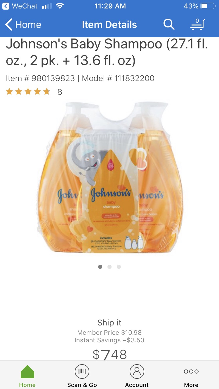 Johnson's Baby Shampoo (27.1 fl. oz., 2 pk. + 13.6 fl. oz) - Sam's Club强生婴儿沐浴露
