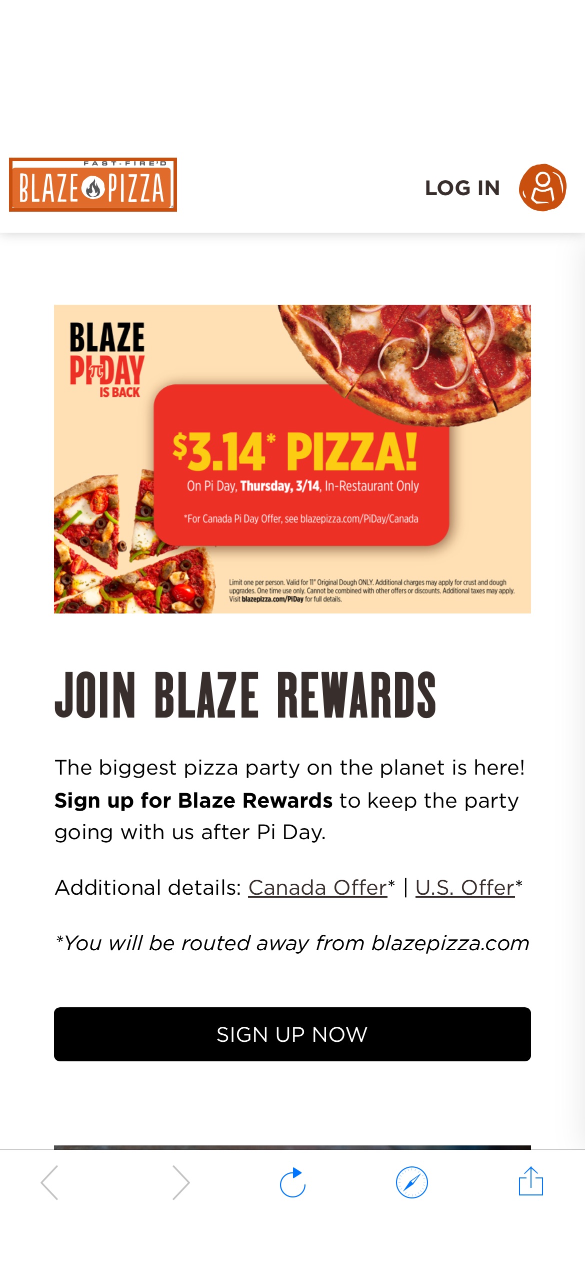 Blaze Pizza $3.14