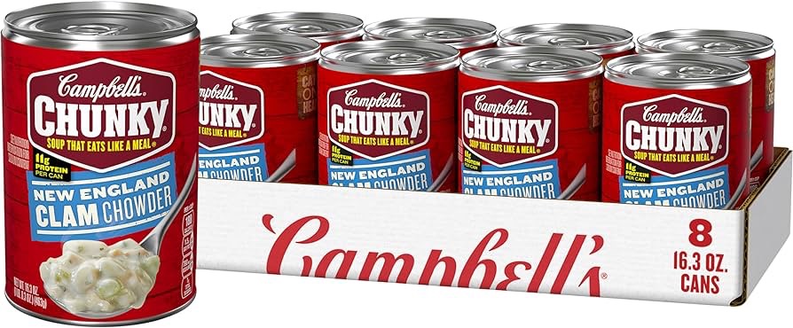 Amazon.com : Campbell’s Chunky Soup, New England Clam Chowder, 16.3 Oz Can (Case of 8) : Grocery & Gourmet Food