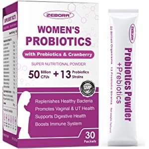 ZEBORA Probiotics for Women with Prebiotics Fiber 50-Billion-CFUs 13 Strains