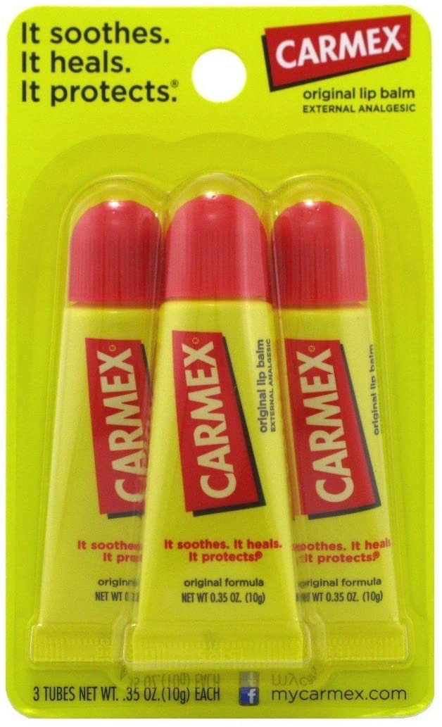 Amazon.com: Carmex Original Flavor Moisturizing Lip Balm Tube Value Pack,0.35 Ounce (3 Count): Health & Personal Care唇膏