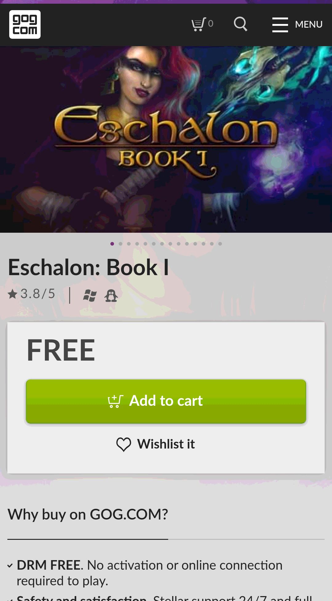 Eschalon: Book I on GOG.com喜加一