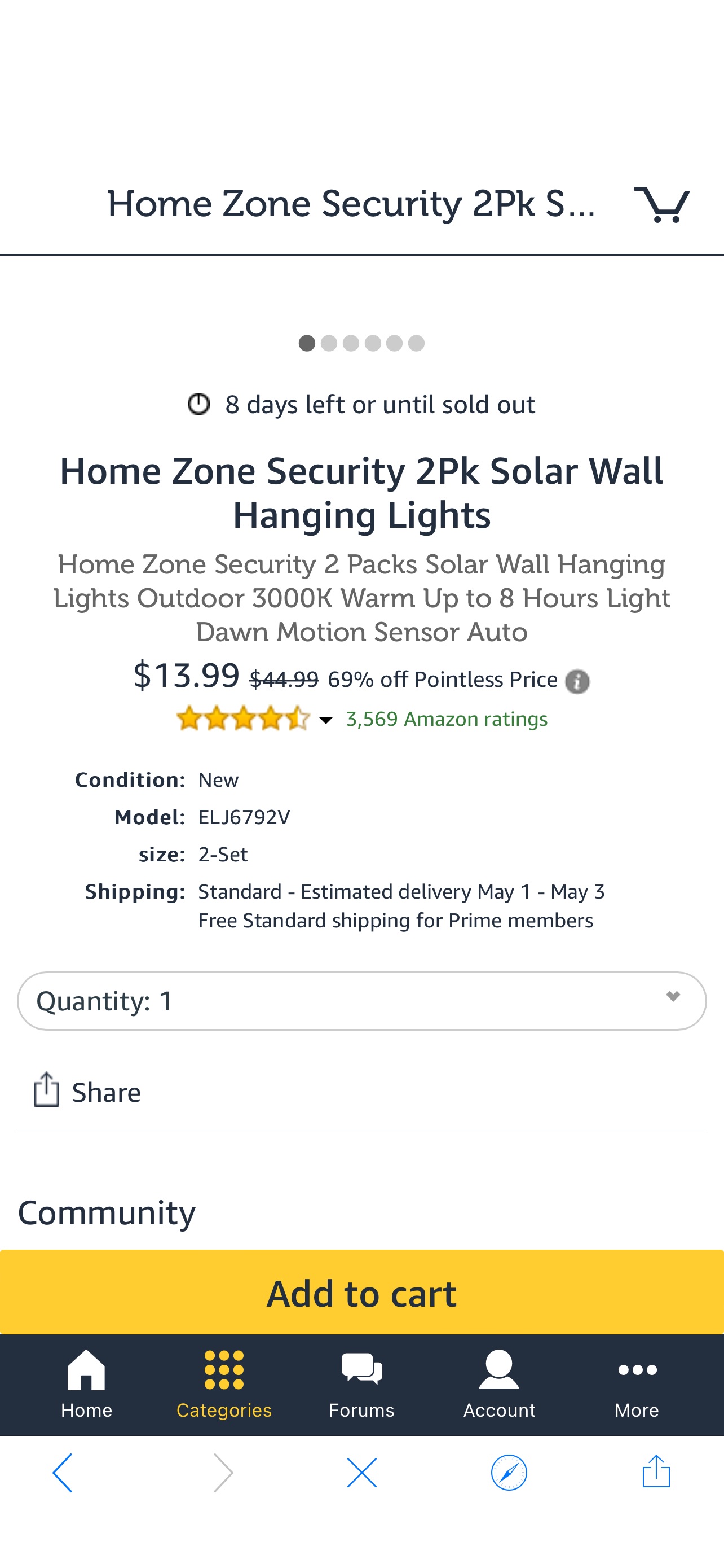 灯Home Zone Security 2Pk Solar Wall Hanging Lights