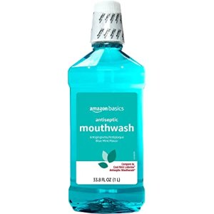 Amazon Basics Antiseptic Mouthwash, Blue Mint, 1 Liter, 33.8 Fluid Ounces, 1-Pack