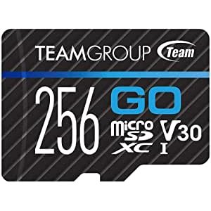 TEAMGROUP GO 256GB Micro SDXC UHS-I U3 V30 Memory Card with Adapter