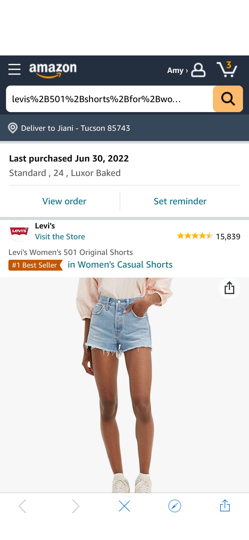 Levi's Women's 501 Original Shorts, Luxor Baked, 24 (US 00) at Amazon Women’s Clothing store