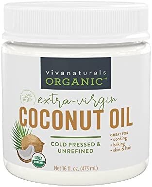 Organic Coconut Oil - Unrefined, Cold-Pressed Extra Virgin Coconut Oil, USDA Organic and Non-GMO Cooking Oil, Great as Hair Oil and Skin Oil, 16 Oz