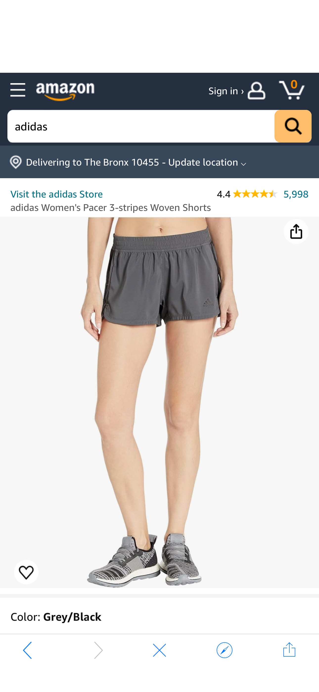 adidas Women's Plus Size Pacer 3-Stripes Woven Shorts, Grey/Black, 2X at Amazon Women’s Clothing store