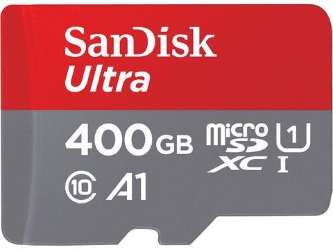 闪迪SanDisk 400GB Ultra microSDXC A1 UHS-I/U1 Class 10 Memory Card with Adapter, Speed Up to 100MB/s (SDSQUAR-400G-GN6MA)
