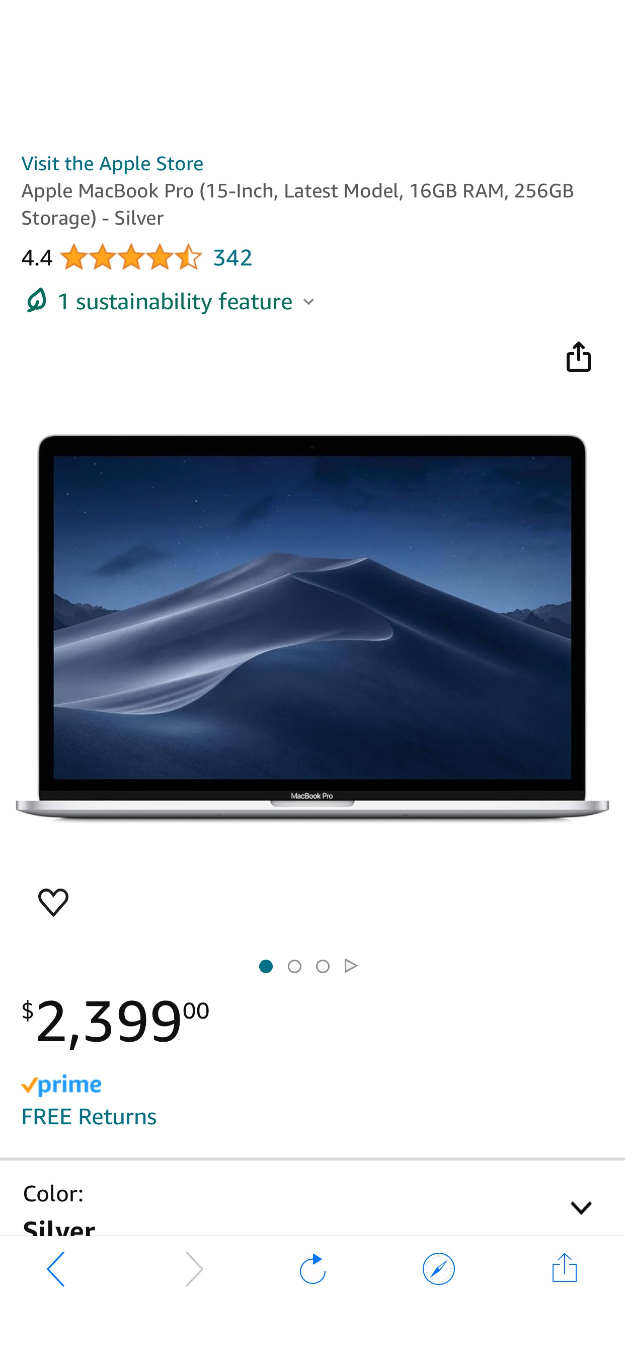 Amazon.com: Apple MacBook Pro (15-Inch, Latest Model, 16GB RAM, 256GB Storage) - Silver : Electronics 苹果电脑 新品抢先看