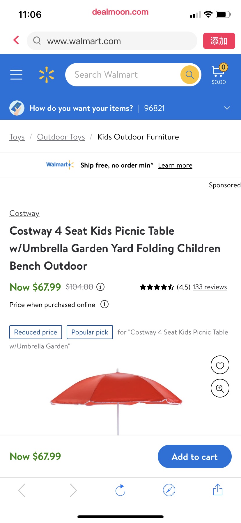 Costway 4 Seat Kids Picnic Table w/Umbrella Garden Yard Folding Children Bench Outdoor - 儿童室外野炊桌椅遮阳伞套装