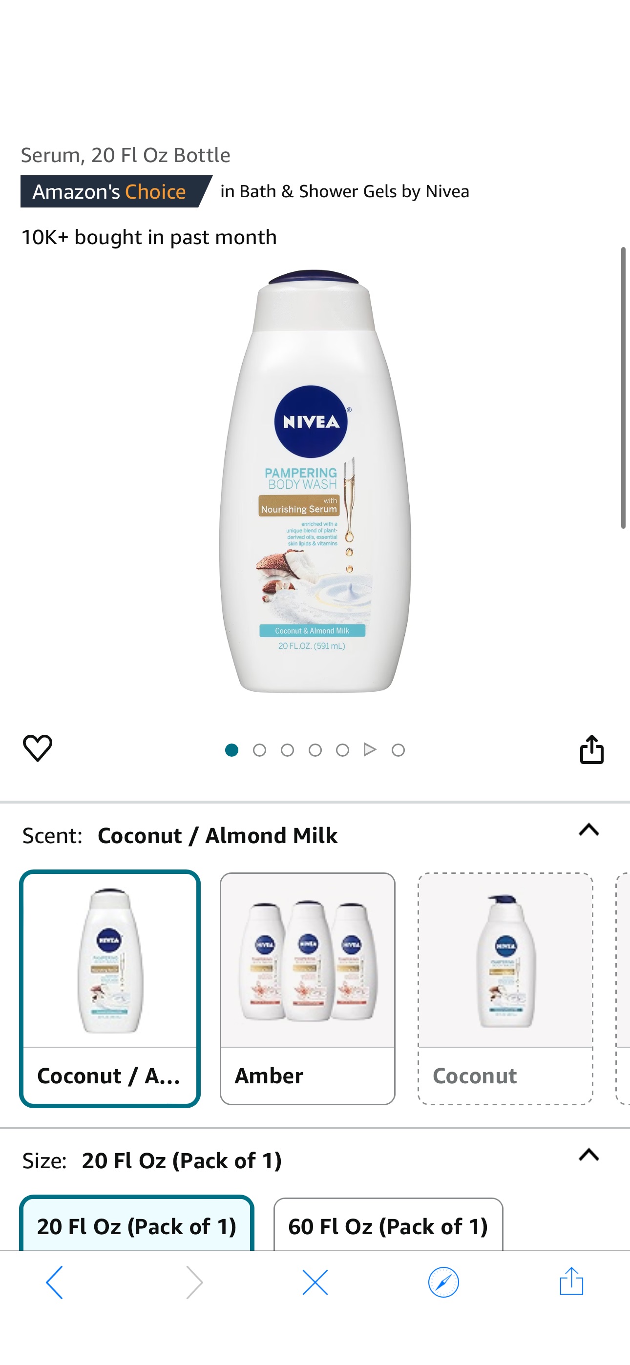 Amazon.com : NIVEA Coconut and Almond Milk Body Wash with Nourishing Serum, 20 Fl Oz Bottle : Beauty & Personal Care
