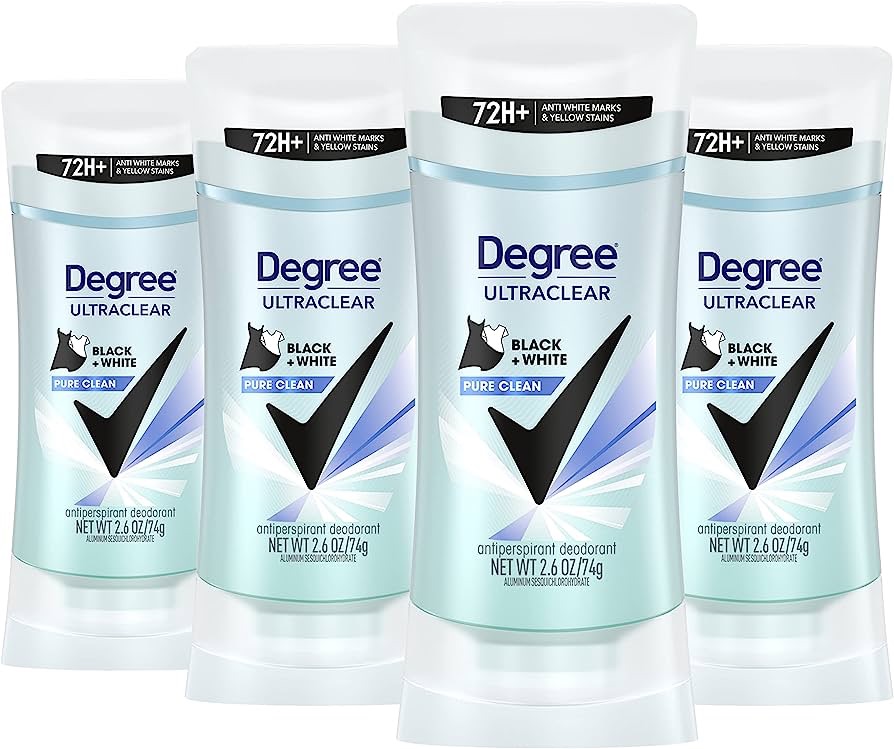 Degree Antiperspirant for Women Protects from Deodorant Stains Pure Clean Deodorant for Women 2.6 oz, Pack of 4