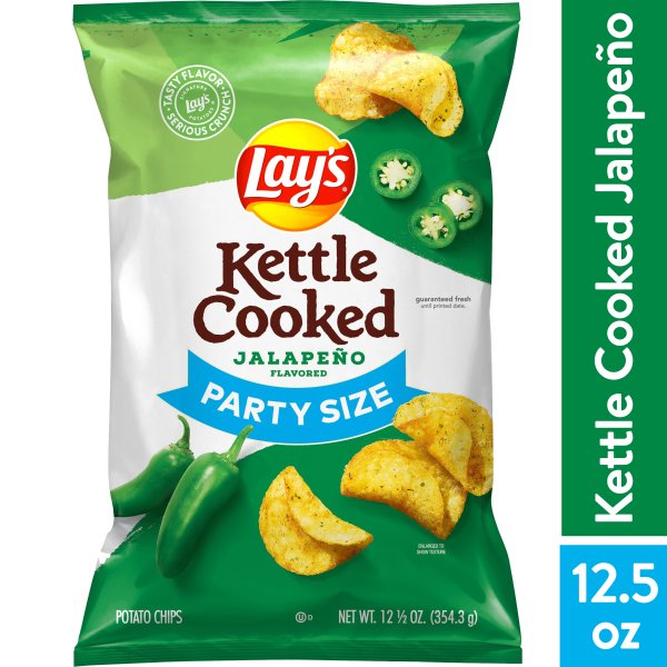 Lays Kettle Cooked Potato Chips Jalapeno Flavored 12.5 Oz
