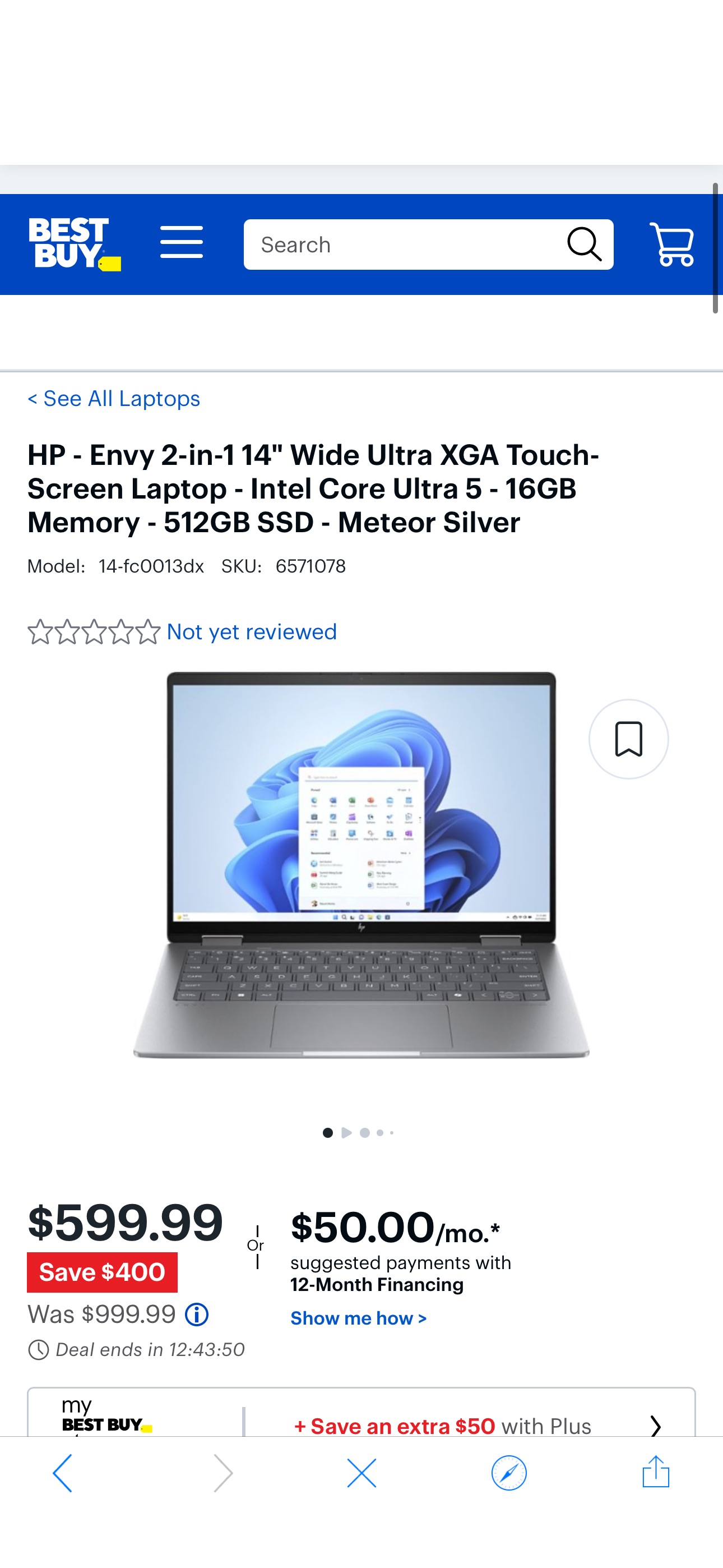 HP Envy 2-in-1 14" Wide Ultra XGA Touch-Screen Laptop Intel Core Ultra 5 16GB Memory 512GB SSD Meteor Silver 14-fc0013dx - Best Buy