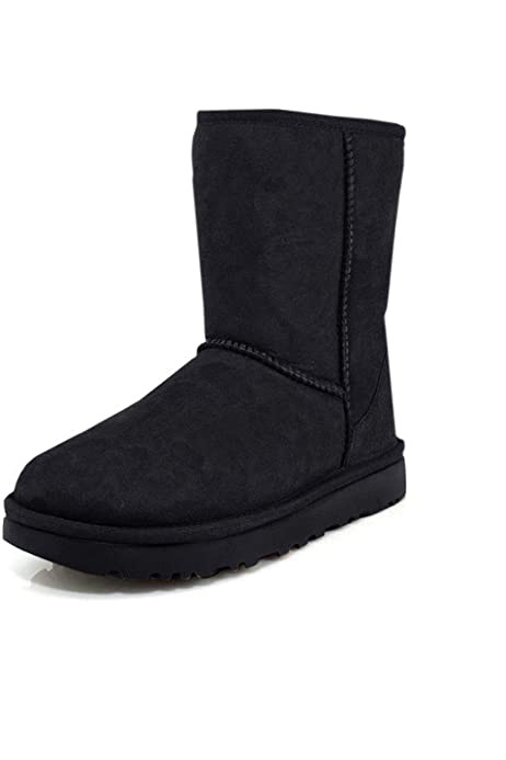 Amazon.com | UGG 女士经典靴Women's Classic Short Sparkle Graffiti Fashion Boot, Black, 6 M US | Boots