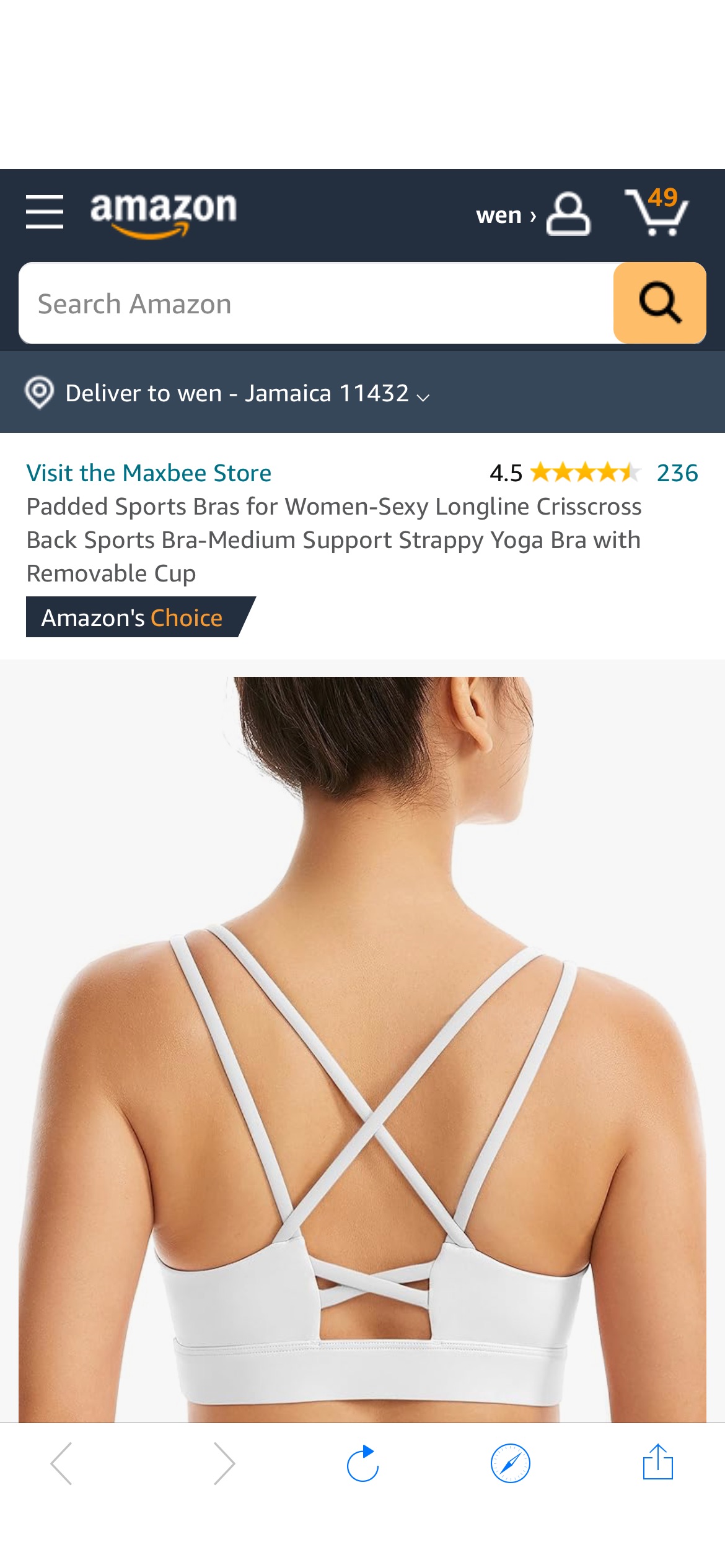 Amazon.com: Padded Sports Bras for Women-Sexy Longline Crisscross Back Sports Bra-Medium Support Strappy Yoga Bra with Removable Cup White : Clothing, Shoes & Jewelry