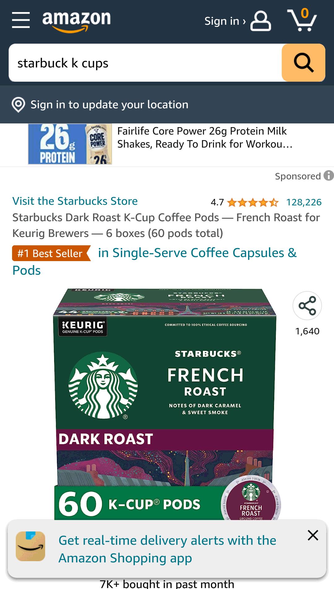 Starbucks Dark Roast K-Cup Coffee Pods — French Roast for Keurig Brewers — 6 boxes (60 pods total) : Grocery & Gourmet Food
