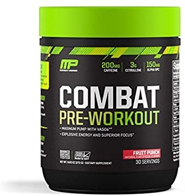 MusclePharm Combat Pre-Workout Powder, Fruit Punch, 30 Servings