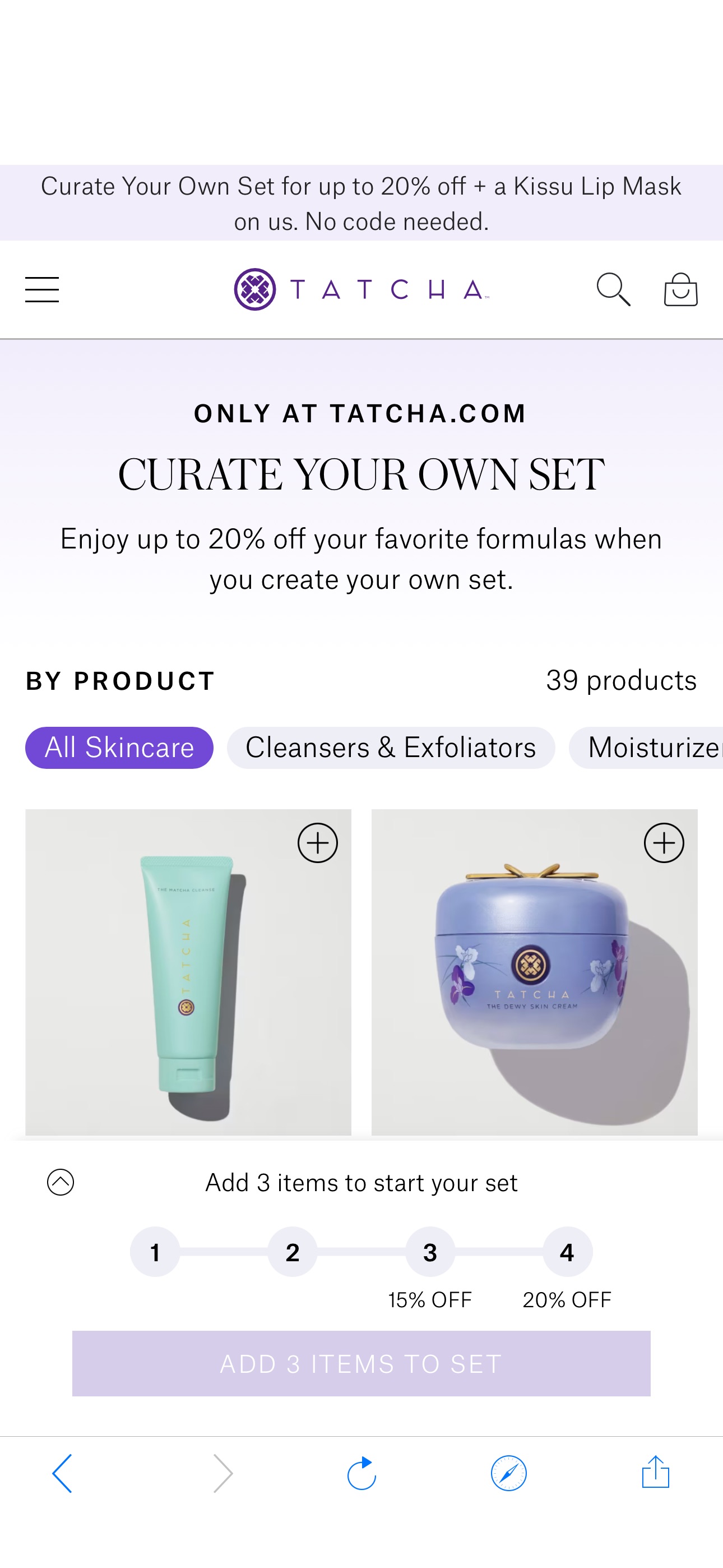 Curate your own set | Tatcha Curate Your Own Set for up to 20% off + a Kissu Lip Mask on us. No code needed.
