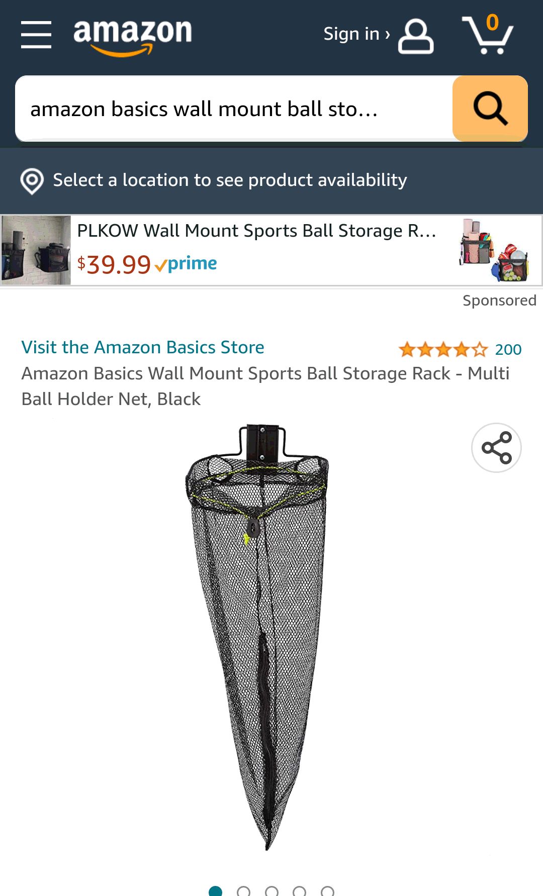 Amazon Basics Wall Mount Sports Ball Storage Rack - Multi Ball Holder Net, Black : Sports & Outdoors