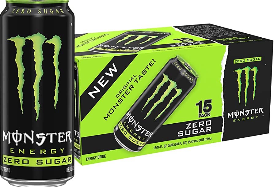 Monster Energy 零糖、绿色原味低卡路里能量饮料，16 液体盎司（15 瓶）