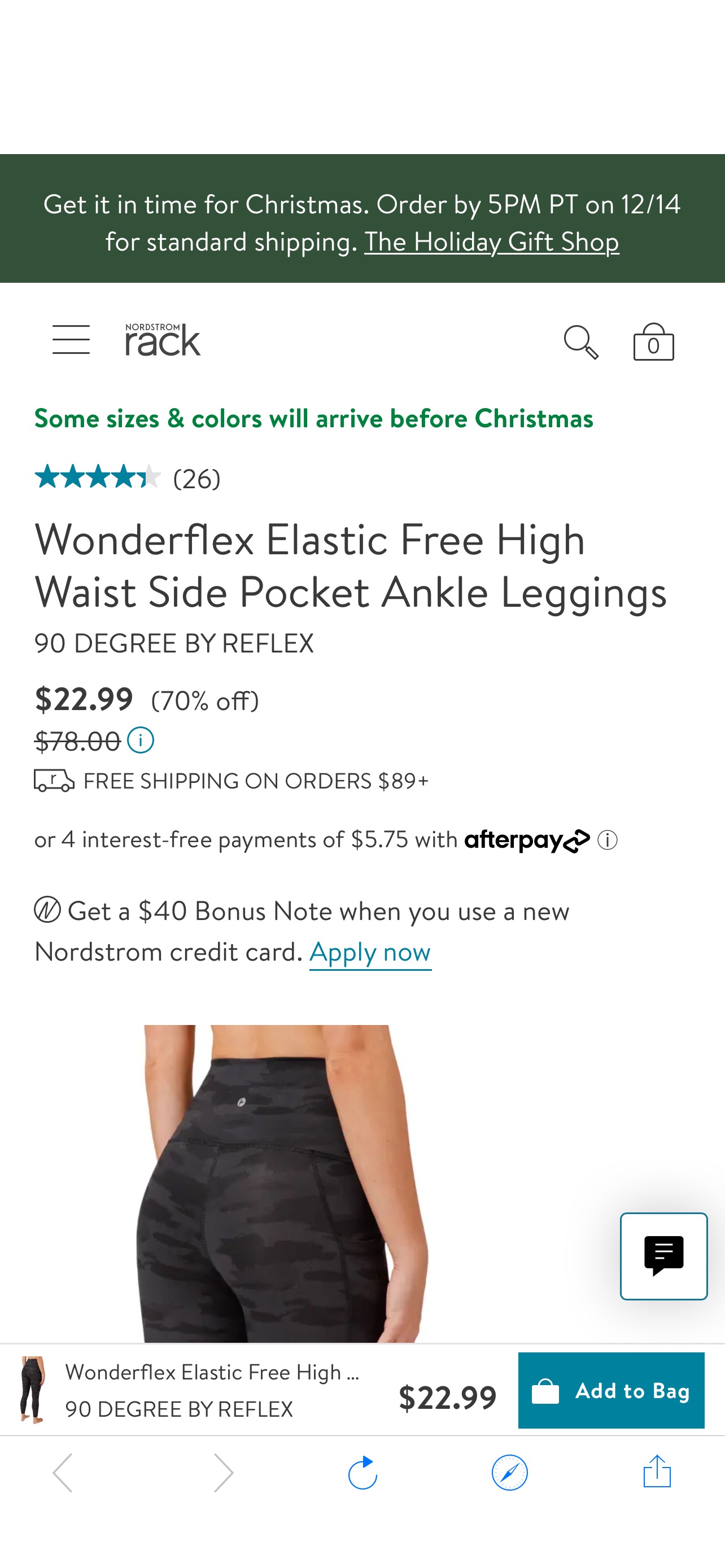 修身裤90 DEGREE BY REFLEX Wonderflex Elastic Free High Waist Side Pocket Ankle Leggings | Nordstromrack