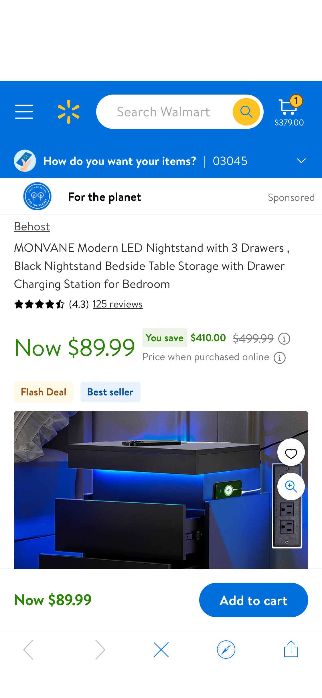 MONVANE Modern LED Nightstand with 3 Drawers , Black Nightstand Bedside Table Storage with Drawer Charging Station for Bedroom - Walmart.com