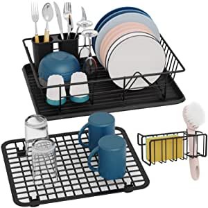 Dish Rack, GSlife Set of Stable Dish Drying Rack with Drip Tray