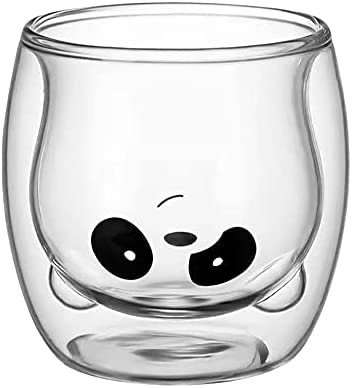 BIVOLU Panda Cup Double Glass Cup Coffee Cup Milk Cup 8oz