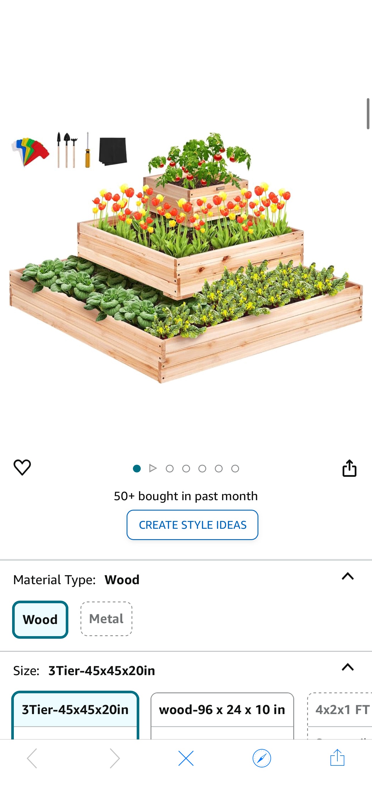 Amazon.com: VEVOR 3 Tier Raised Garden Bed Wood Outdoor, 45 x 45 x 20in High End Natural Fir Wood Planter Box, Outdoor Planting Boxes for Flowers/Vegetables/Herbs in Backyard/Garden/Patio/Balcony, wit