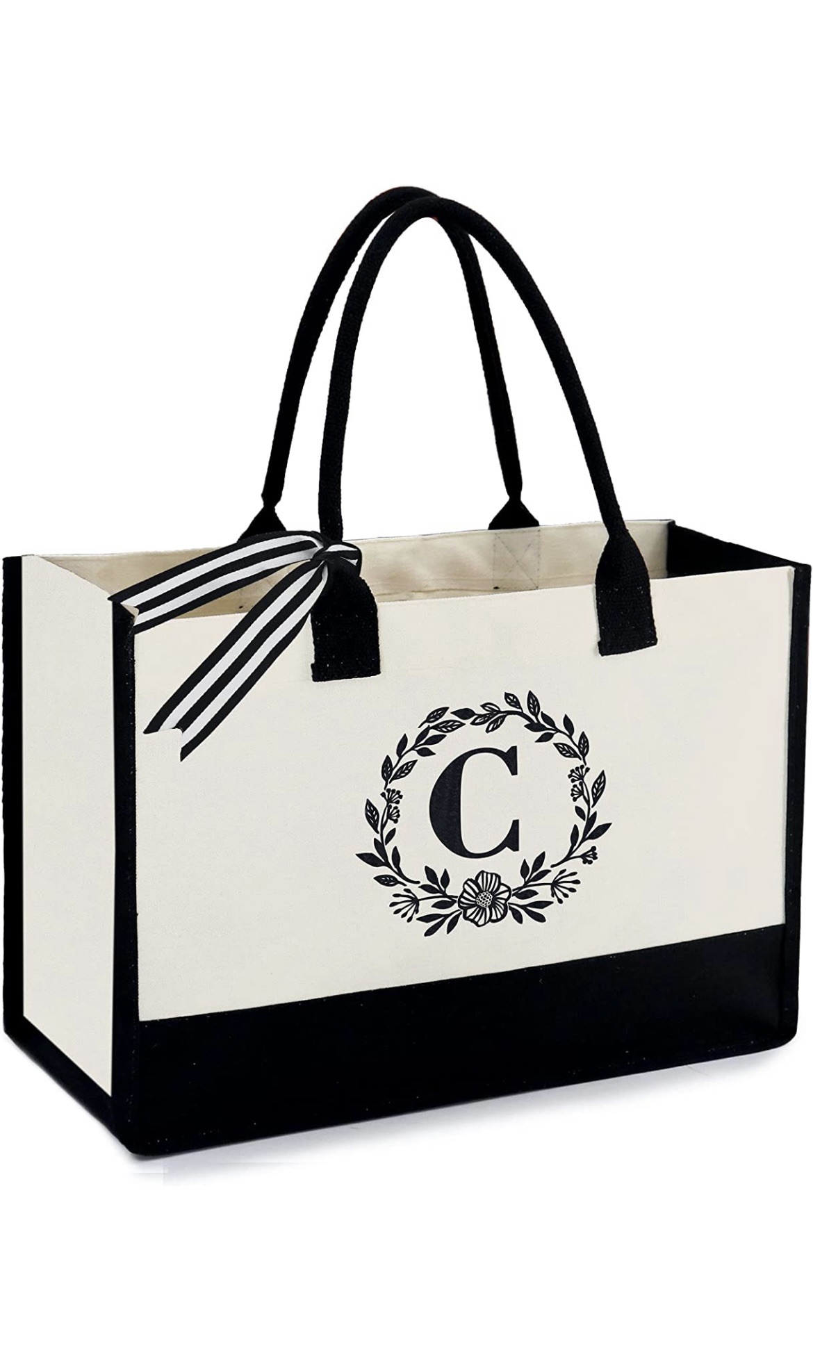 Amazon.com: BeeGreen Canvas Tote Bag Large Utility Tote with Zipper Pocket 13OZ Canvas Monogrammed Personalized Tote Bag Beach Bag