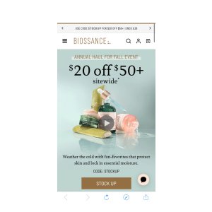 Biossance店庆满50减20