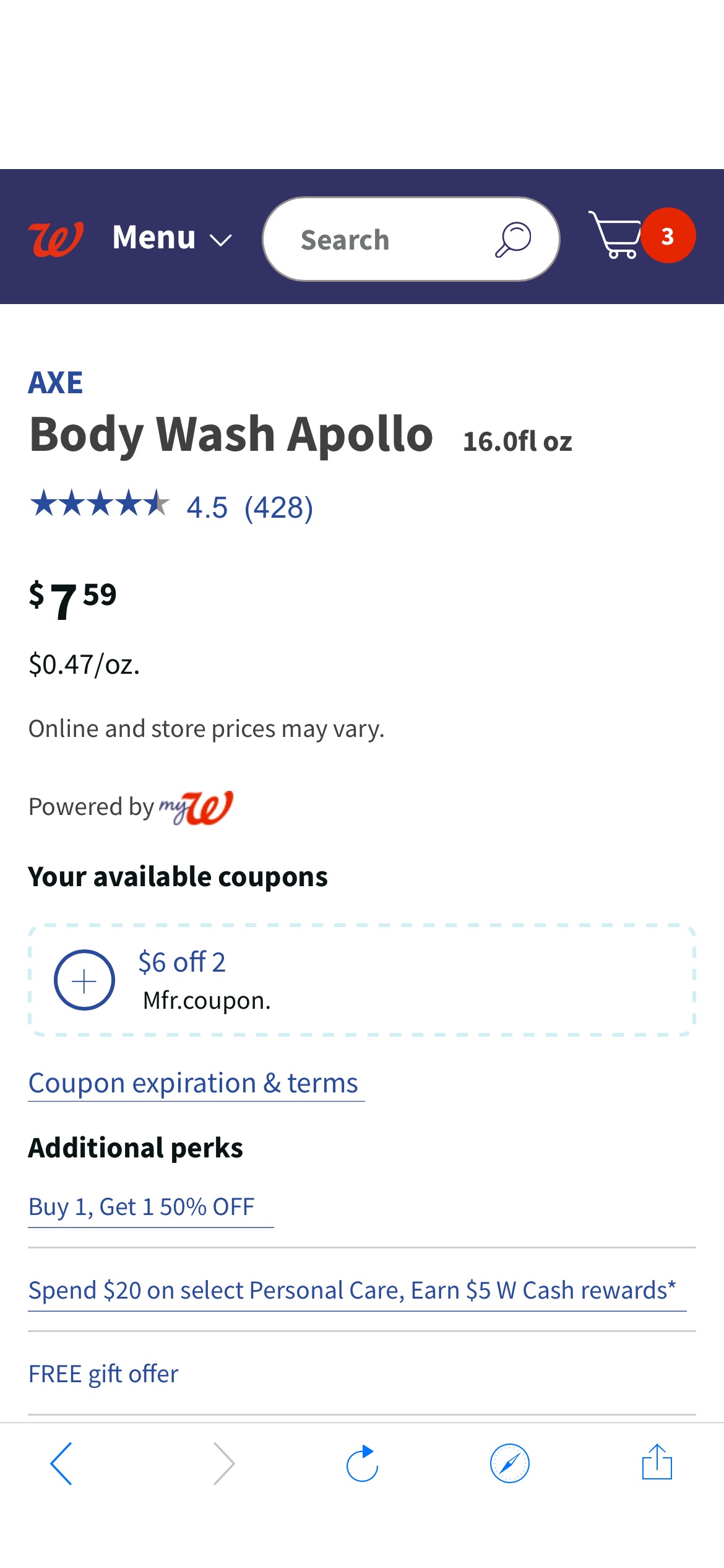 AXE Body Wash Apollo | Walgreens