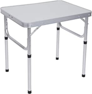 Trademark Innovations Aluminum Adjustable Portable Folding Camp Table With Carry Handle