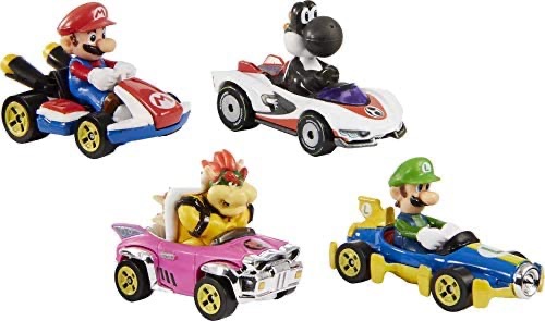 Amazon.com: Hot Wheels Mario Kart Characters and Karts as Die-Cast Toy Cars 4-Pack 4个超级玛丽火轮车