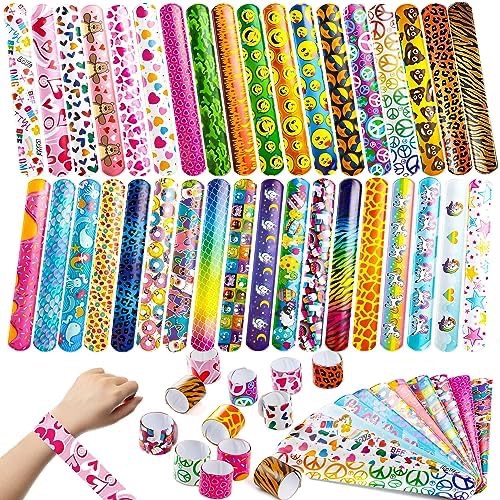 Amazon.com: JOYIN 60 Pcs Slap Bracelets for Kids Bulk Wristbands with Animals, Friendship, Heart Print 36 Designs, for kids Easter Party Favors, Classroom Prizes Exchanging Gifts : Toys & Games
