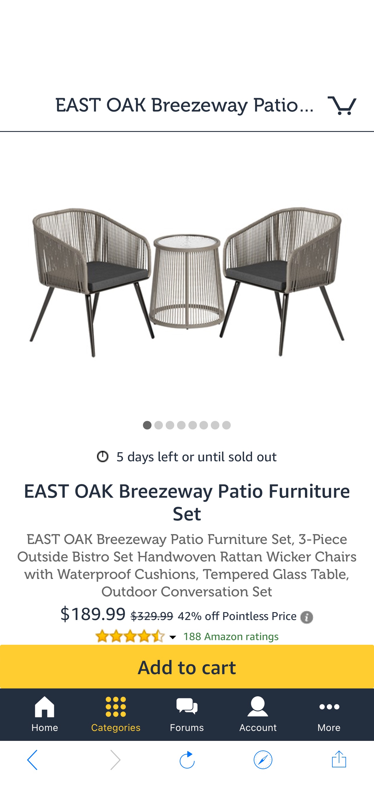 户外桌椅家具套装EAST OAK Breezeway Patio Furniture Set