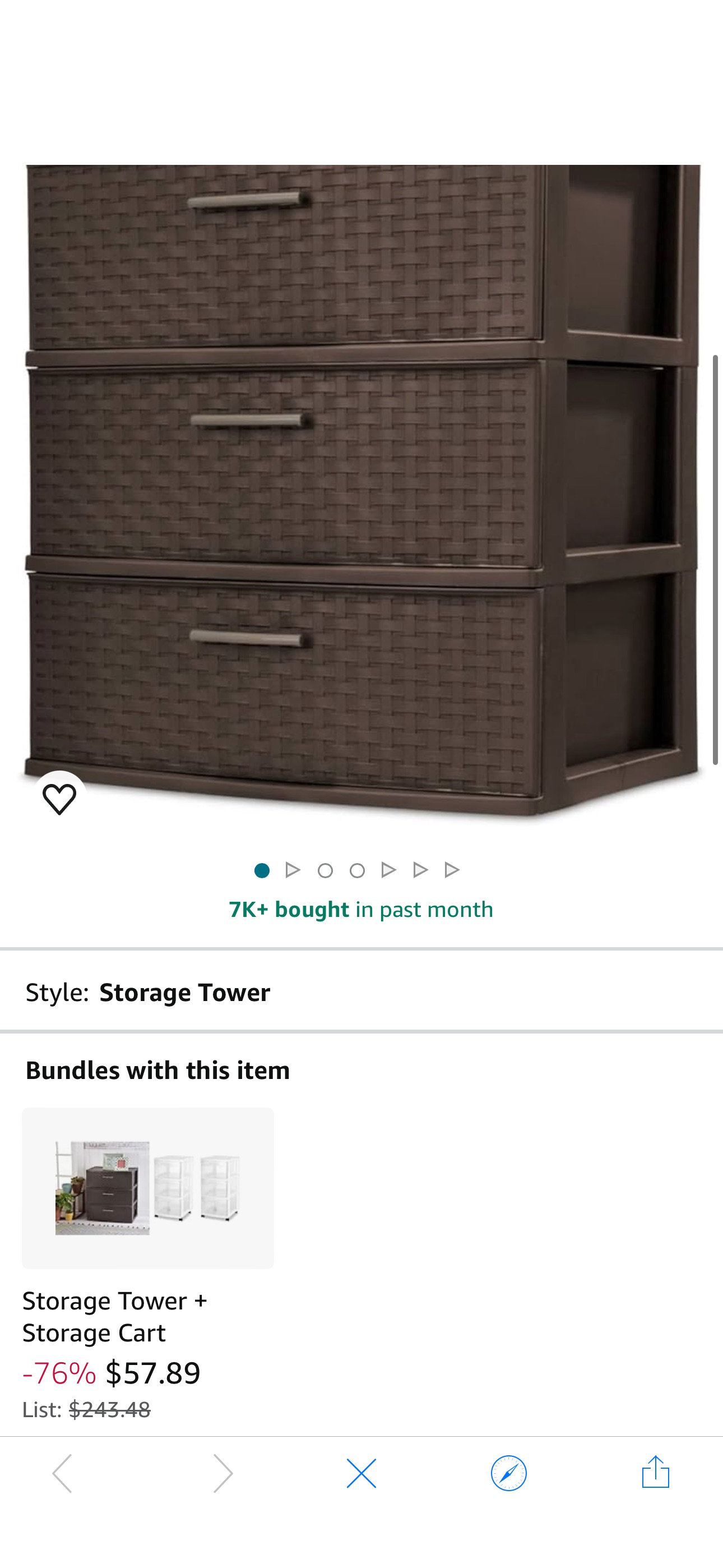 Amazon.com: Sterilite 3 Drawer Wide Weave Storage Tower, Plastic Decorative Drawers to Organize Clothes in Bedroom, Closet, Brown with Brown Drawers, 1-Pack : Home & Kitchen