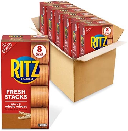 Amazon.com: Ritz Fresh Stacks Whole Wheat Crackers, 6 - 11.6 oz Boxes (48 Stacks) 饼干