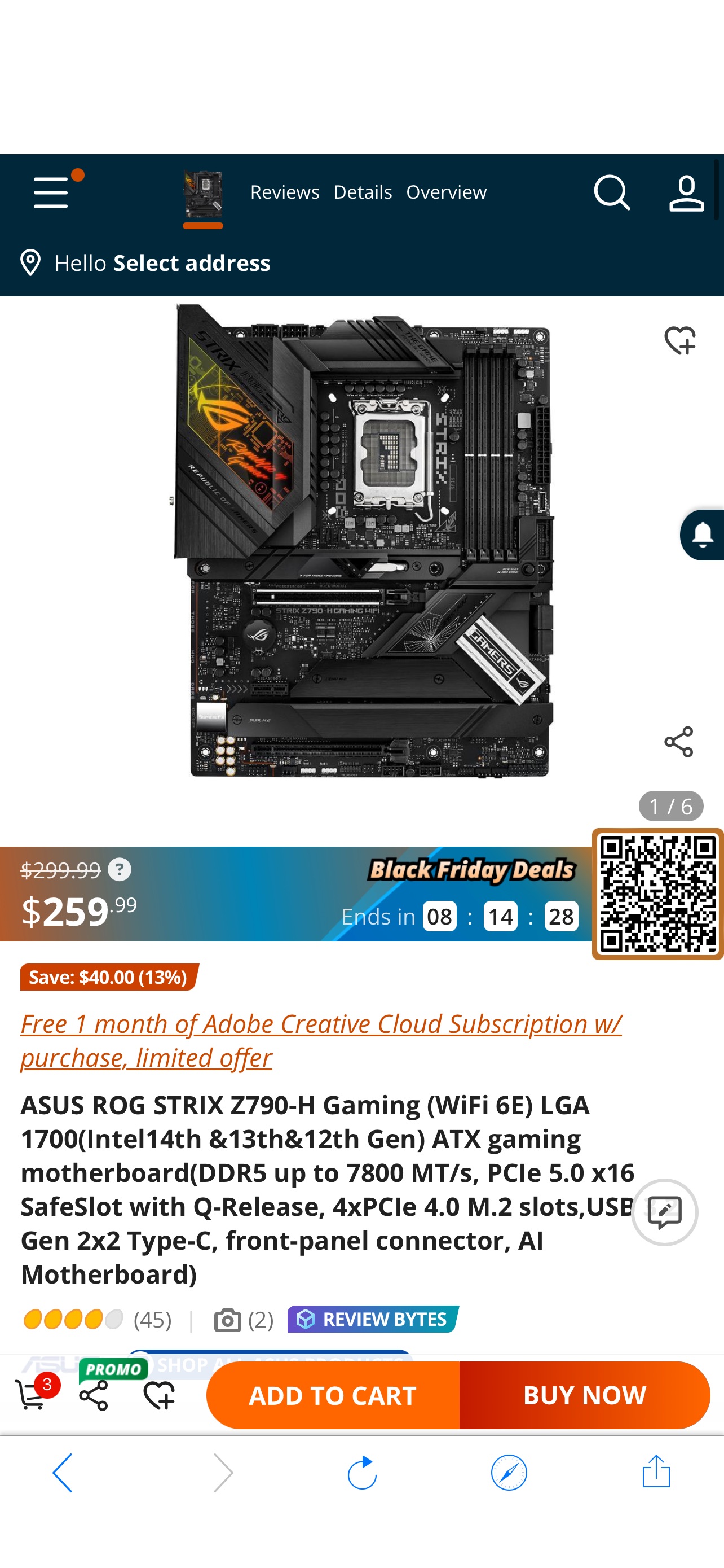 ASUS ROG STRIX Z790-H Gaming (WiFi 6E) LGA 1700(Intel14th &13th&12th Gen) ATX gaming motherboard(DDR5 up to 7800 MT/s, PCIe 5.0 x16 SafeSlot with Q-Release, 4xPCIe 4.0 M.2 slots,USB 3.2 Gen 2x2 Type-C