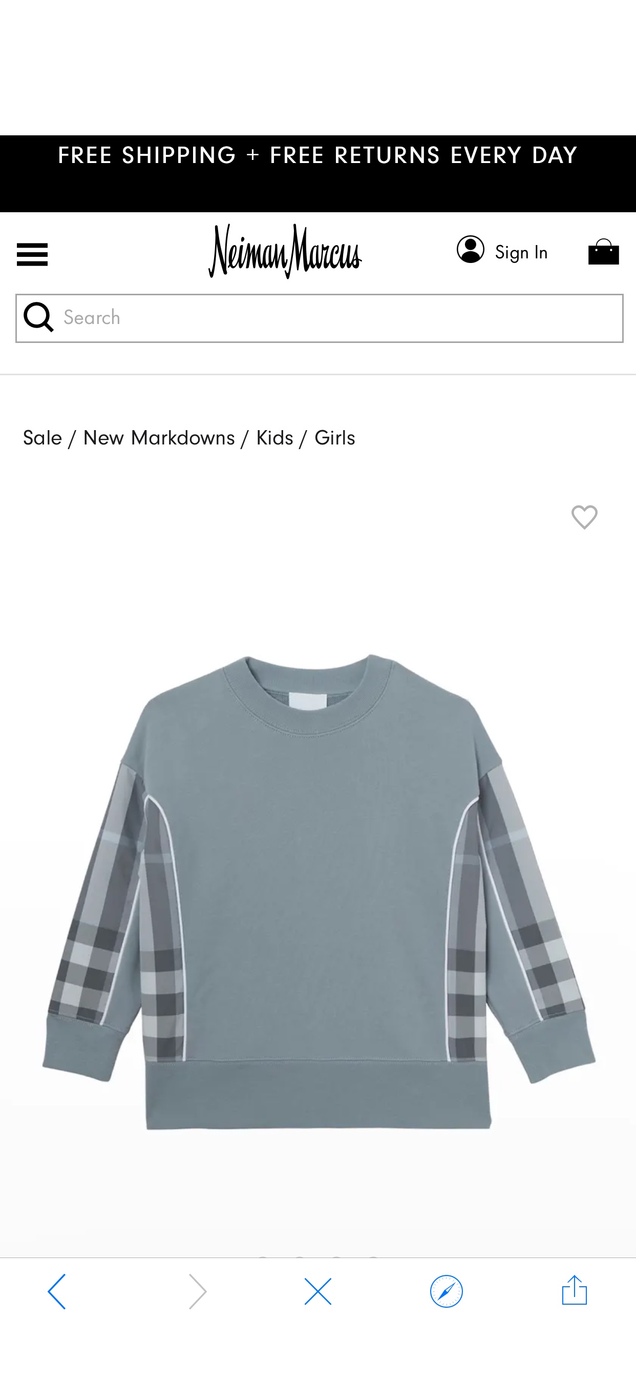 Burberry Girl's Milly Check-Insert Sweatshirt, Size 3-14 | Neiman Marcus