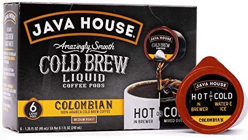 Java House Cold Brew Coffee Concentrate Single Serve Liquid Pods - 1.35 Fluid Ounces Each (Colombian, 6 Count): Amazon.com: Grocery & Gourmet Food咖啡