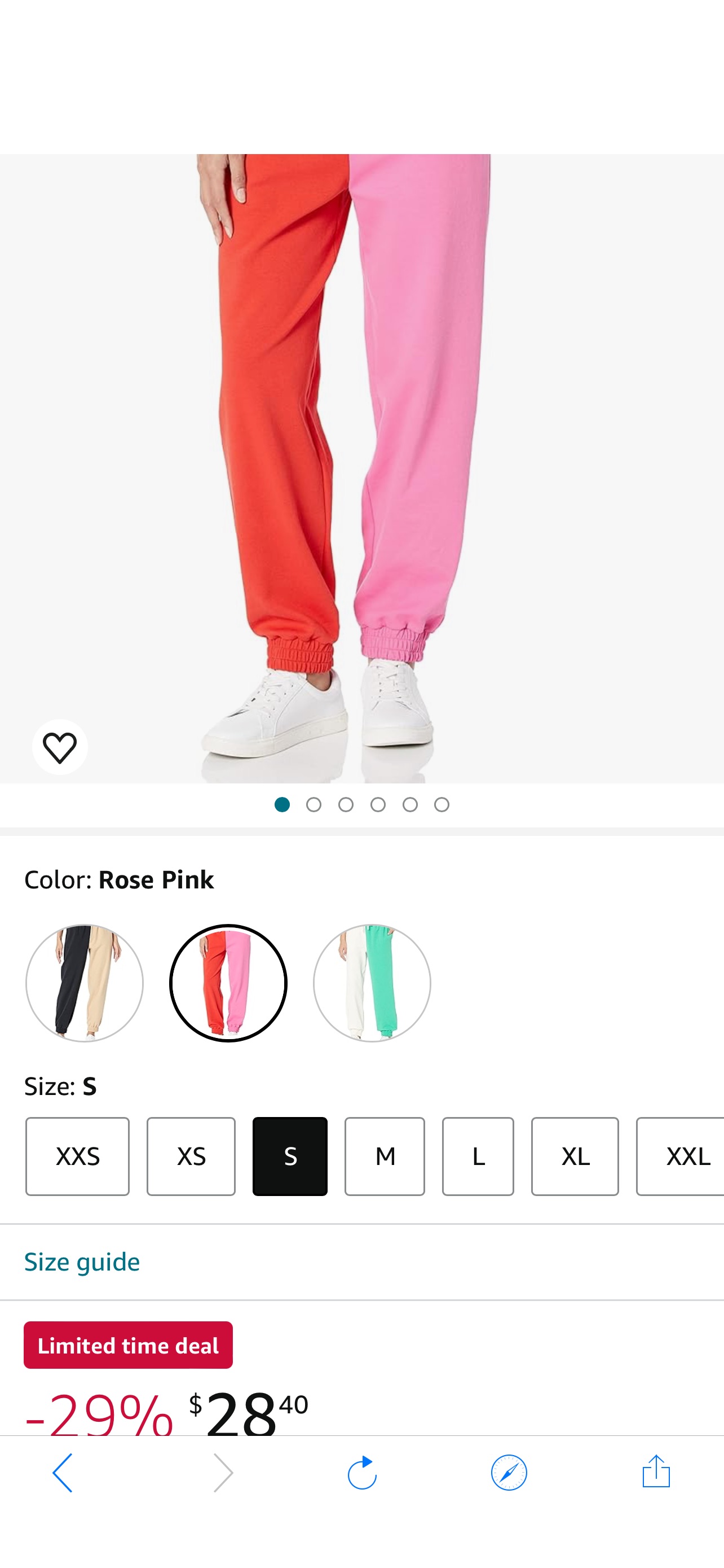 裤子nThe Drop Women's Liv Colorblock Sweatpant, Rose Pink, XS : Clothing, Shoes & Jewelry